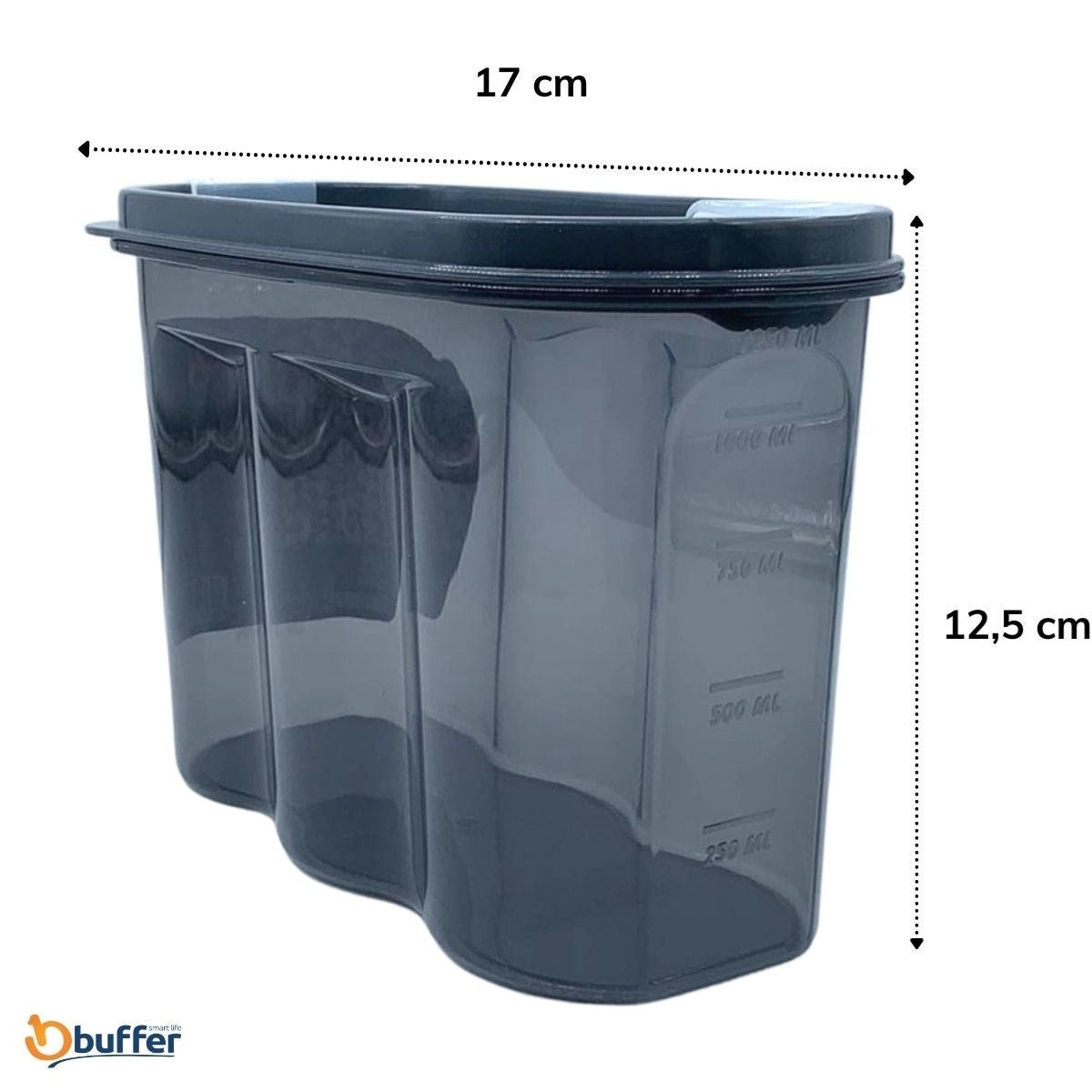 miorashop® 2 Kapaklı Ölçekli Erzak Saklama Kabı - 1,2 Litre - SA930
