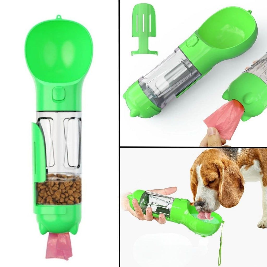 miorashop® Taşınabilir Hazneli Mama Kaplı ,Kaka Poşetli Kedi,Köpek Suluğu-300ml