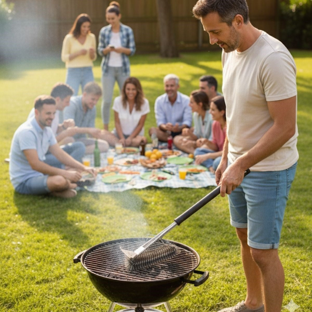 miorashop® Mangal Izgara Temizleme Fırçası – Paslanmaz Çelik Telli, Uzun Saplı Grill Temizlik Aparatı Mangal Temizlik Fırçası