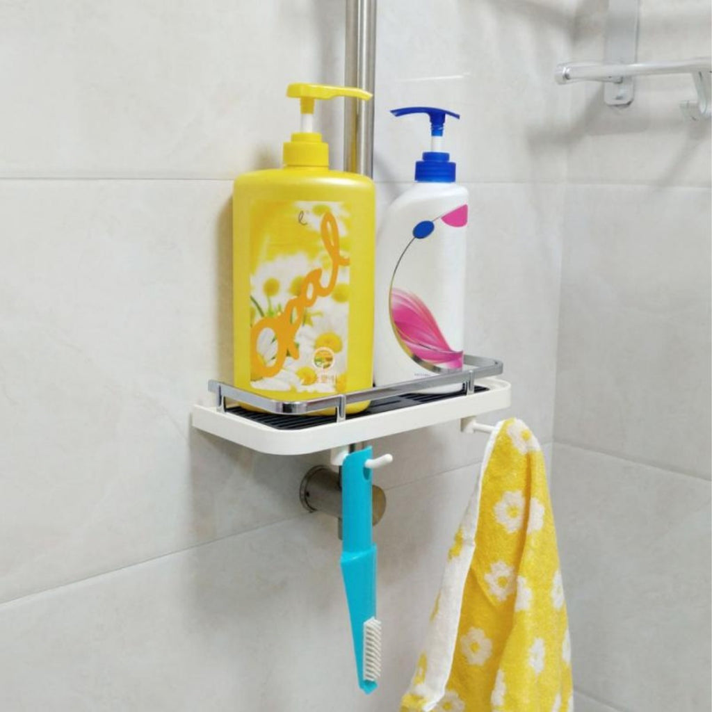 miorashop® Banyo Direğine Asılabilir Köşelik Şampuanlık Sabunluk Çift Askılı Düzenleyici Raf Paslanmaz