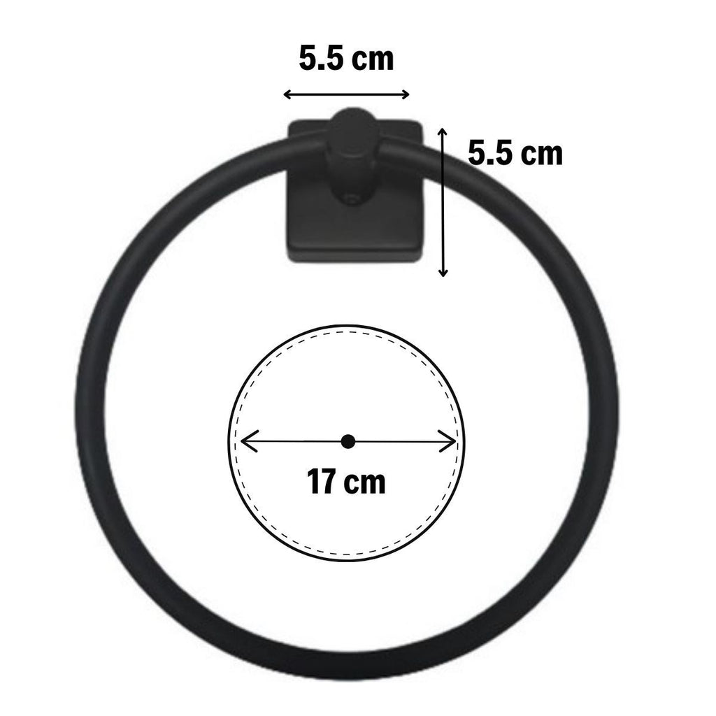 miorashop® Kendiliğinden Yapışkanlı Siyah Paslanmaz Metal Yuvarlak Havluluk