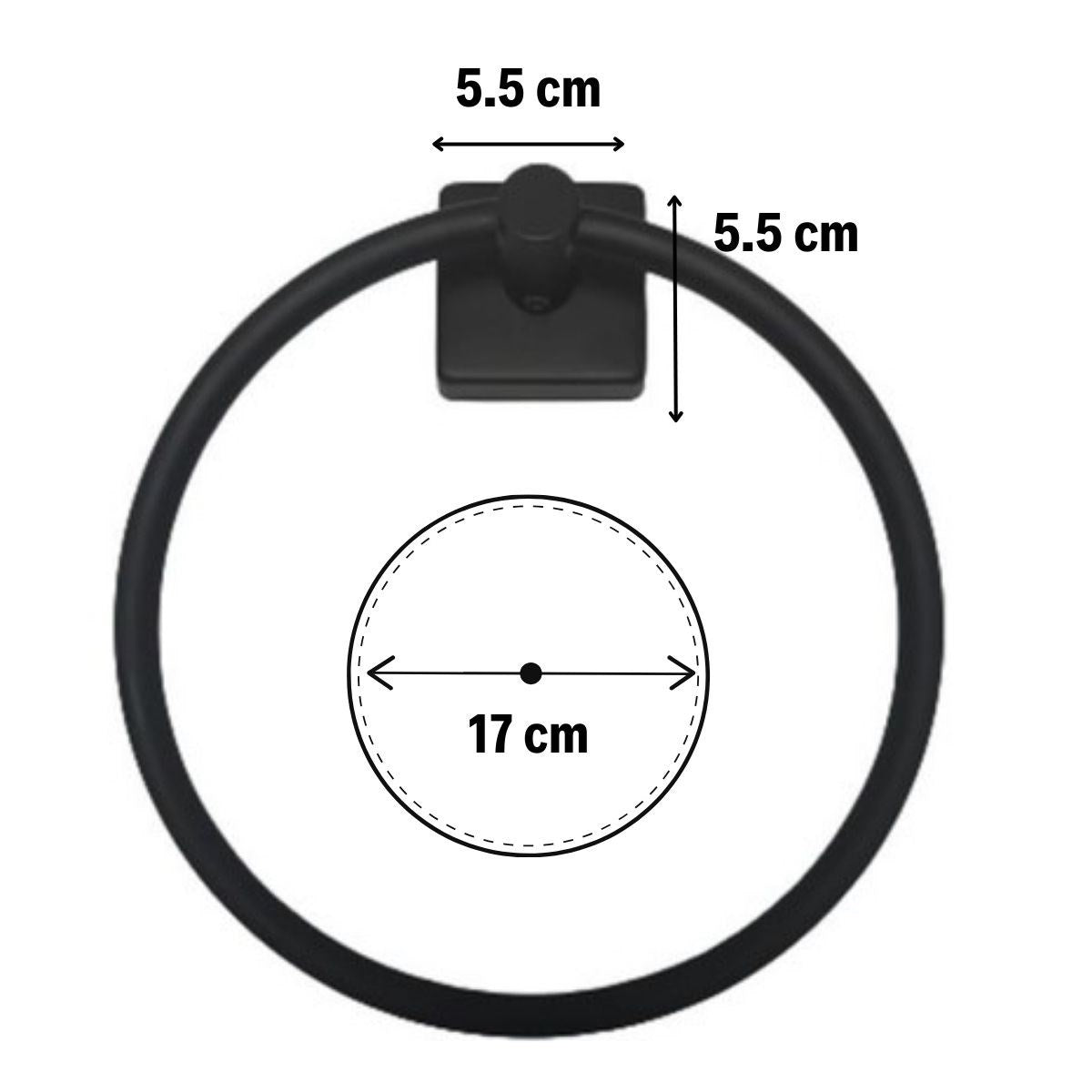 miorashop® Kendiliğinden Yapışkanlı Siyah Paslanmaz Metal Yuvarlak Havluluk