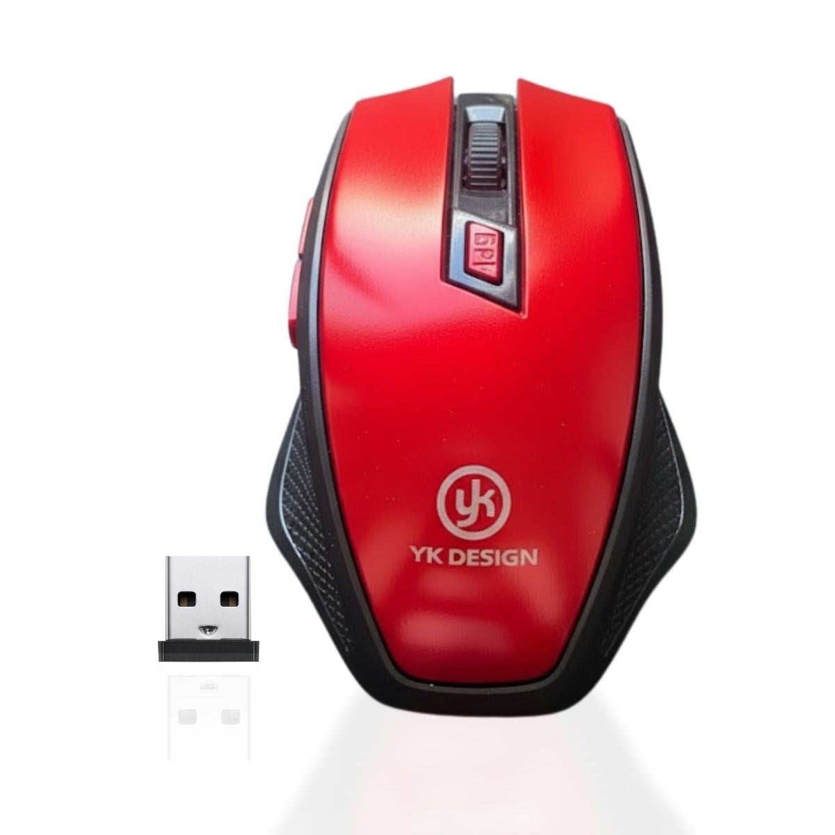 miorashop® Kırmızı Renkli Baş Parmak Destekli Ergonomik Sessiz Kablosuz Mouse – USB Alıcılı, Ofis ve Oyun İçin Konforlu Bilgisayar Faresi MS6300