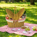 miorashop® 2 Kapaklı Oval Plastik Rattan Piknik Sepeti – Doğal Hasır Görünümlü Çok Amaçlı Piknik, Plaj ve Bahçe Sepeti