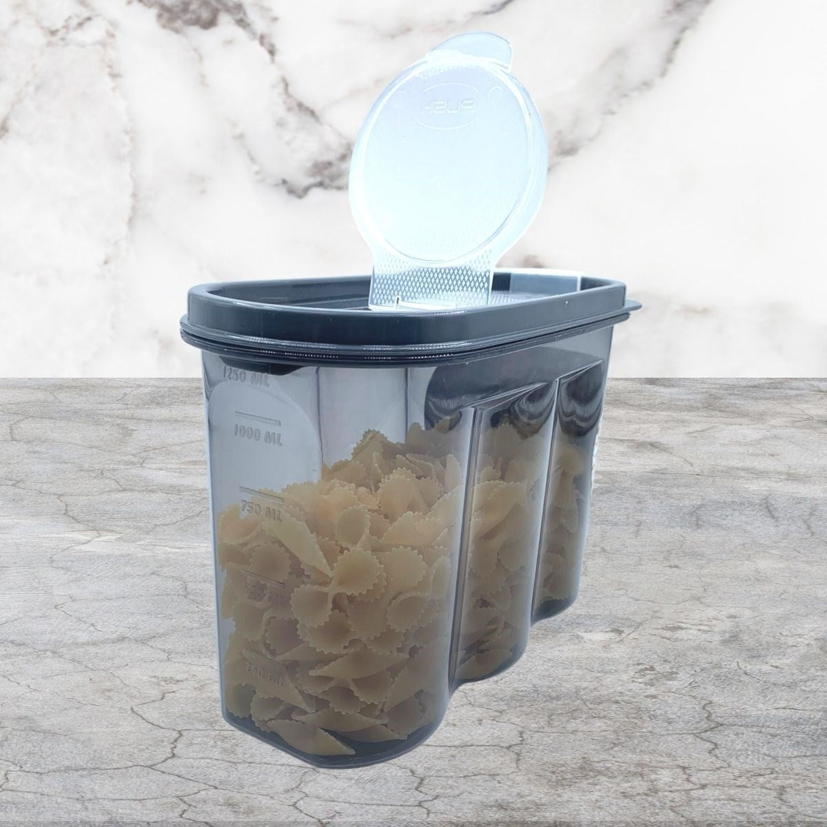 miorashop® 2 Kapaklı Ölçekli Erzak Saklama Kabı - 1,2 Litre - SA930