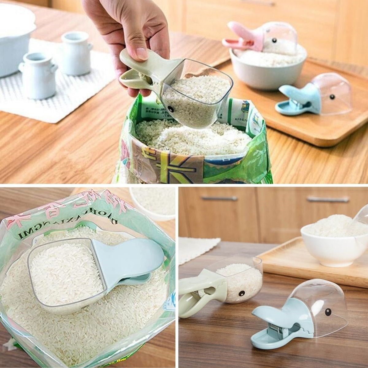 miorashop® Ördek Tasarımlı Mandallı Tazelik Koruyan Ölçekli Kuru Mama Kaşığı Mama Ölçeği