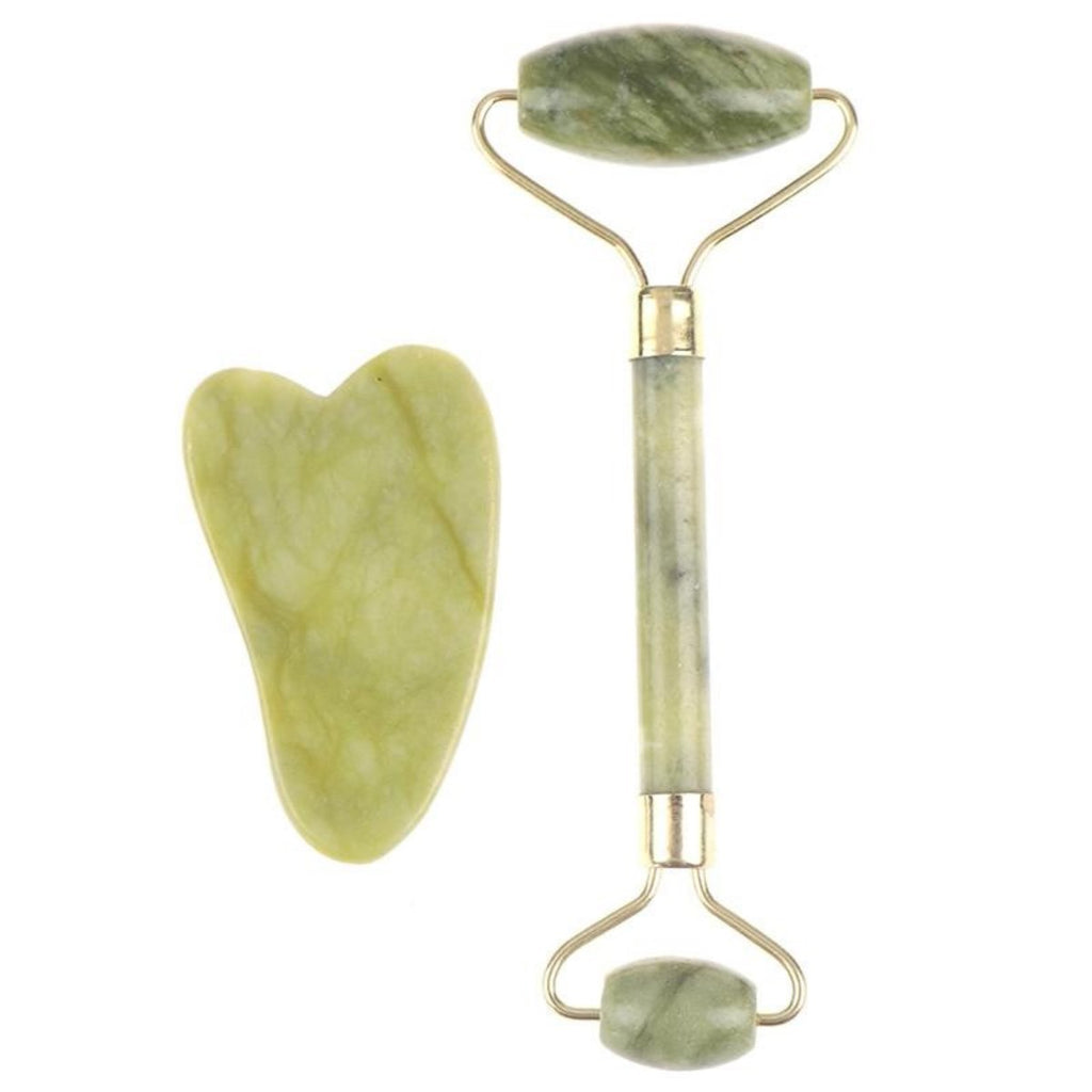 miorashop® Çift Taraflı 2li Cilt Yüz Masaj Aleti Jade Roller Yeşim  Taşı Seti