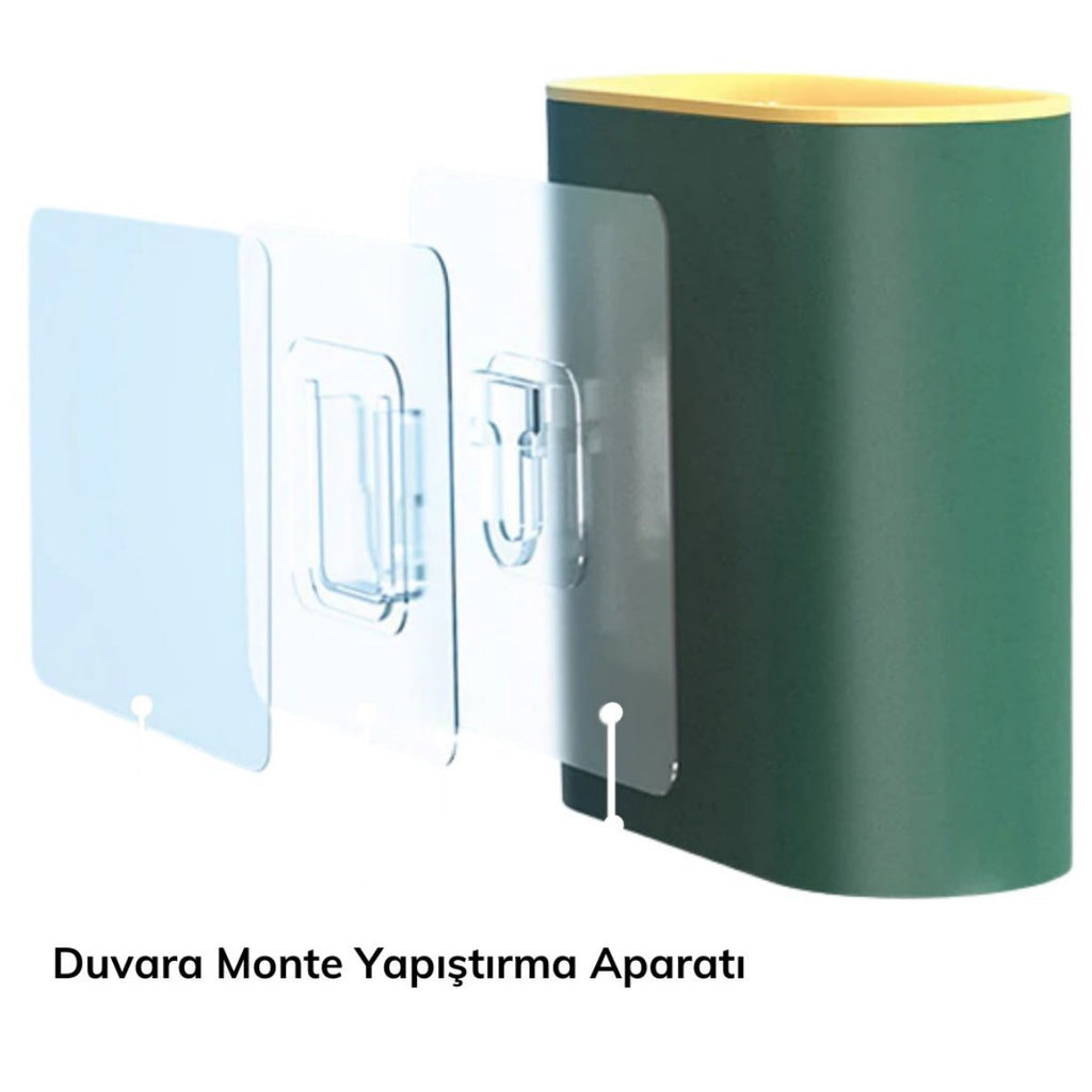miorashop® Duvara Monte Edilebilir Kapaklı Askılı Klozet Yumuşak Silikon Başlıklı Tuvalet Fırçası Seti