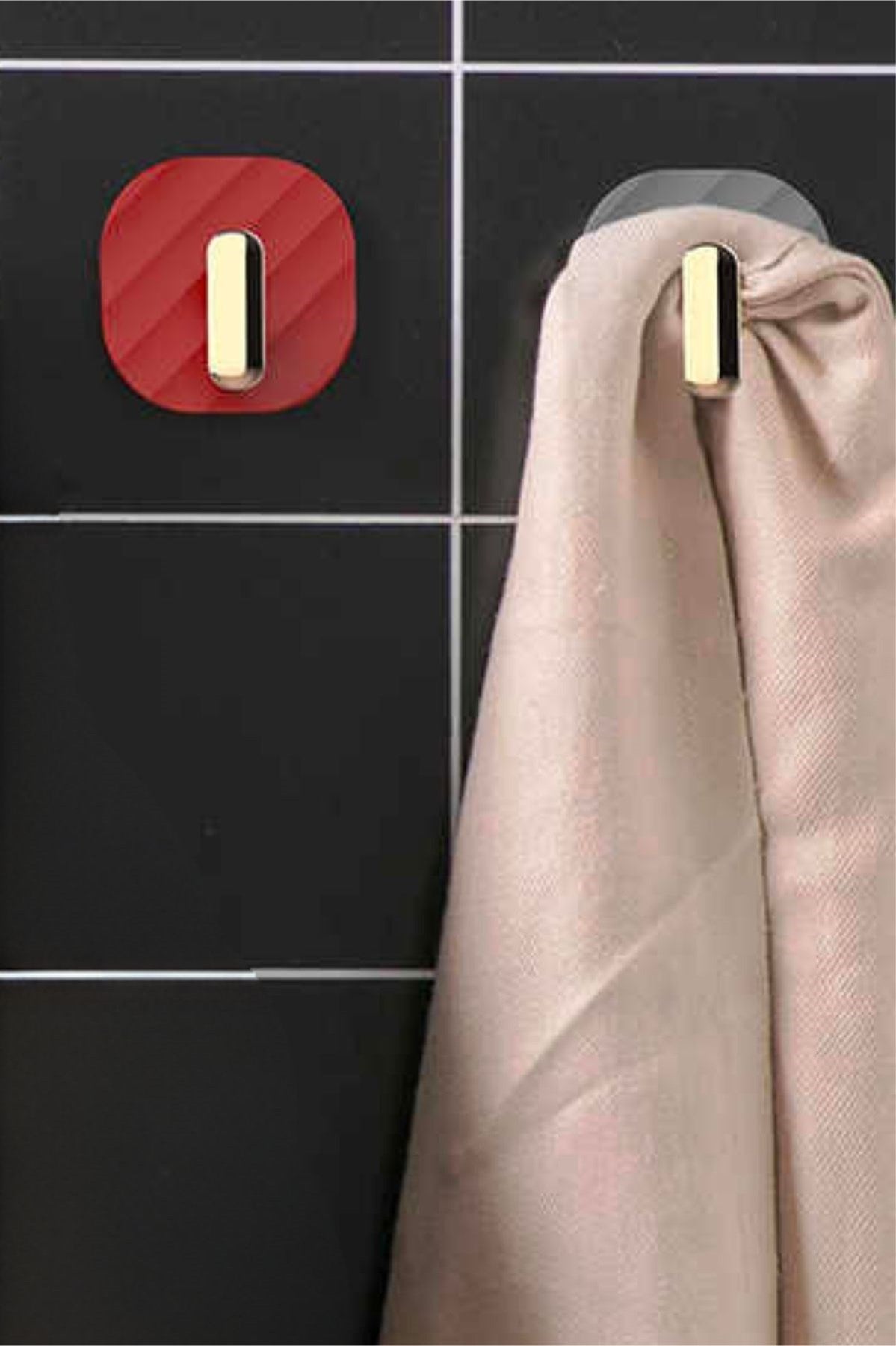 miorashop® 2li Yapışkanlı Retro Askılık Dolap Kapak Kulpu Kırmızı