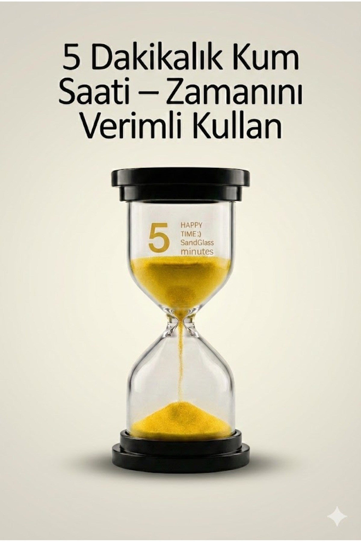5 Dakikalık Kum Saati Zamanlayıcı – SARI Dekoratif Masa Saati 4 Renk Seçeneği