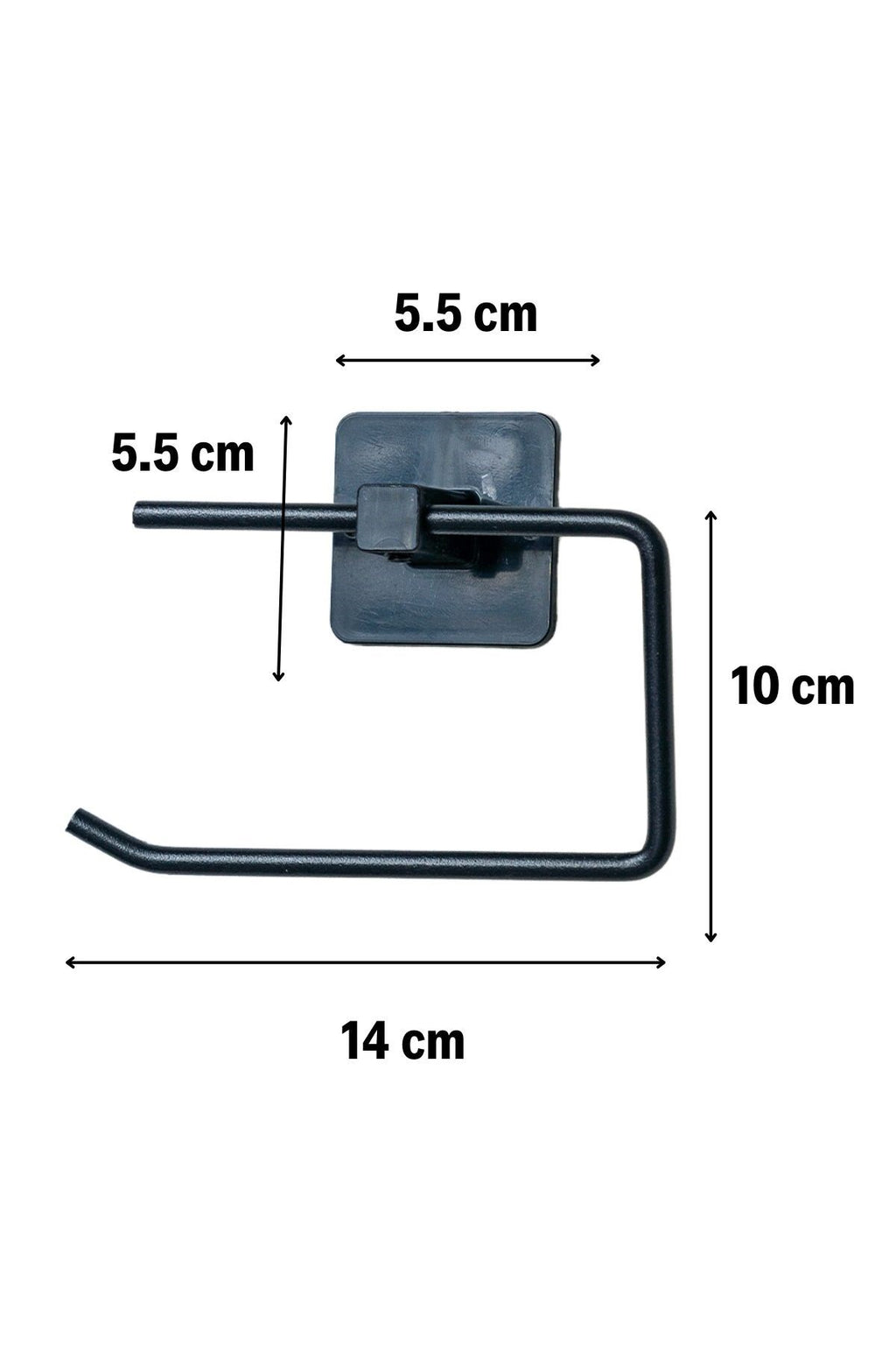 miorashop® Kendiliğinden Yapışkanlı Siyah Paslanmaz Metal Kapaksız Tuvalet Kağıtlığı Aparatı