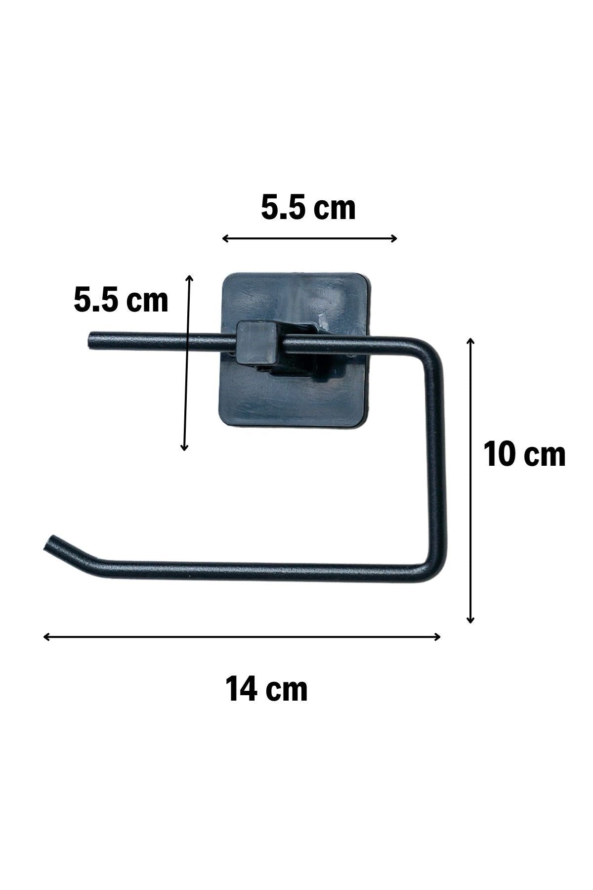 miorashop® Kendiliğinden Yapışkanlı Siyah Paslanmaz Metal Kapaksız Tuvalet Kağıtlığı Aparatı