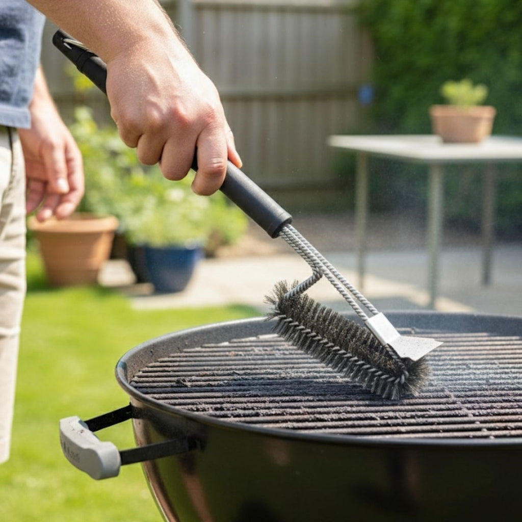 miorashop® Mangal Izgara Temizleme Fırçası – Paslanmaz Çelik Telli, Uzun Saplı Grill Temizlik Aparatı Mangal Temizlik Fırçası