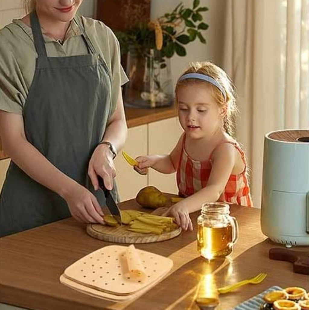 miorashop® 250 Adet Air Fryer Pişirme Kağıdı Tek Kullanımlık Hava Fritöz Yağ Geçirmez Yapışmaz Gıda Pişirme Kağıdı Delikli Kare Model
