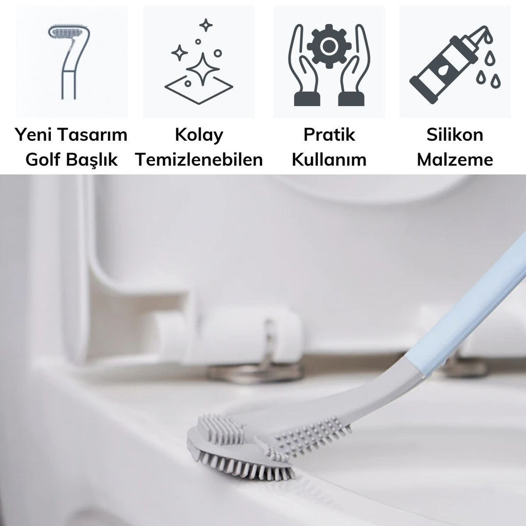 miorashop® Golf Tasarımlı Silikon WC Klozet Mutfak Temizlik Fırçası Kanca Hediyeli