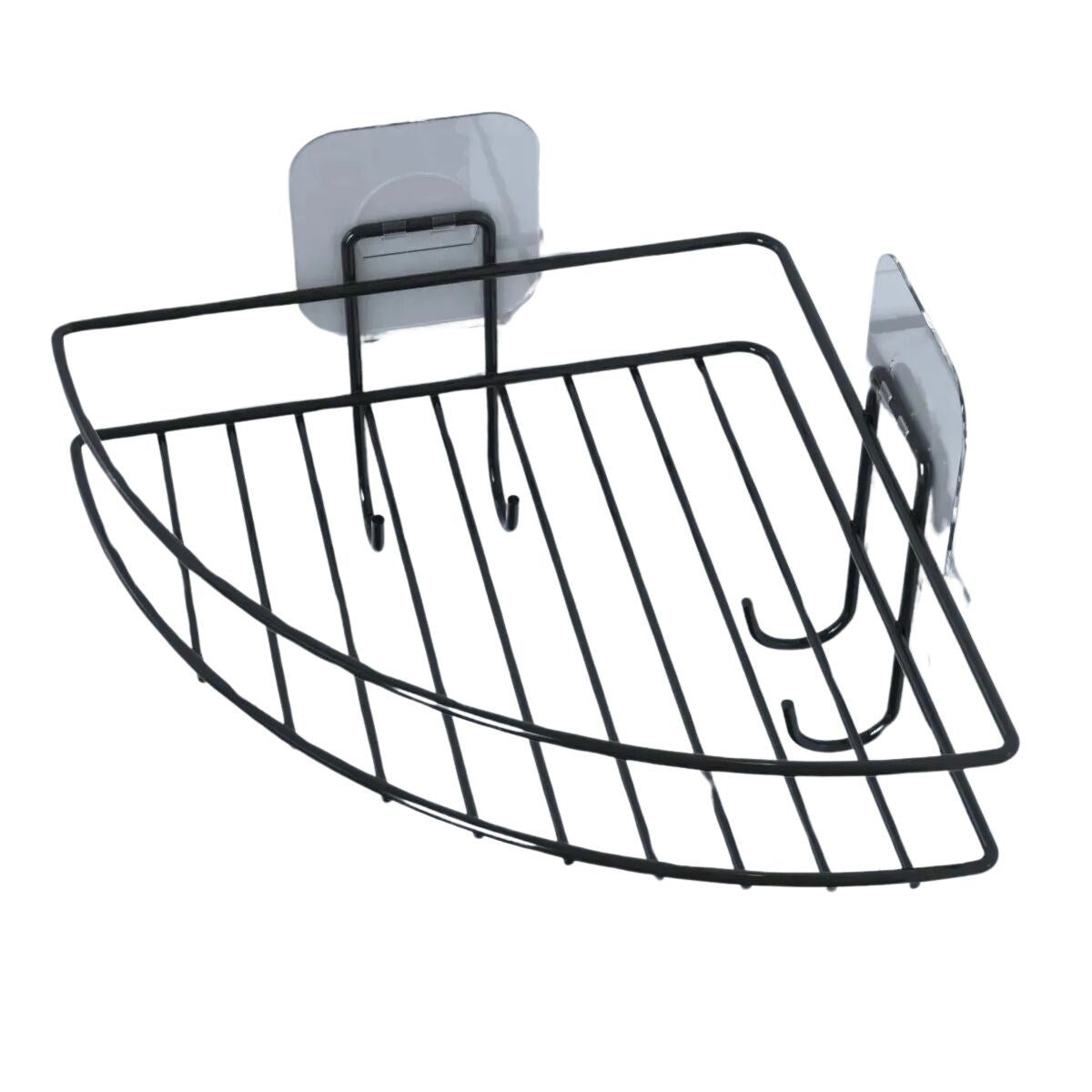 miorashop® Yapışkanlı Banyo Köşeliği Kancalı Köşe Rafı Duş Şampuanlık Duvar Düzenleyici Organizer Raf