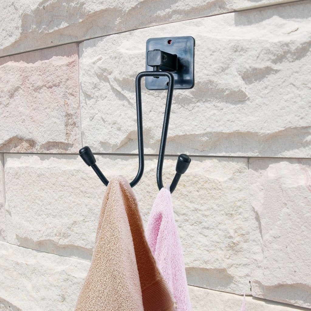 miorashop® Kendiliğinden Yapışkanlı Siyah Paslanmaz Metal Bornoz ve Havlu Askılığı