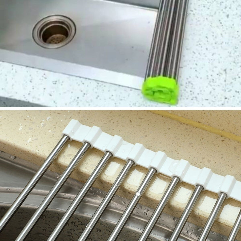 miorashop® Evye Üstü Katlanır Nihale Paslanmaz Çelik Pratik Sebze Meyve Bulaşık Kurutma Süzgeci