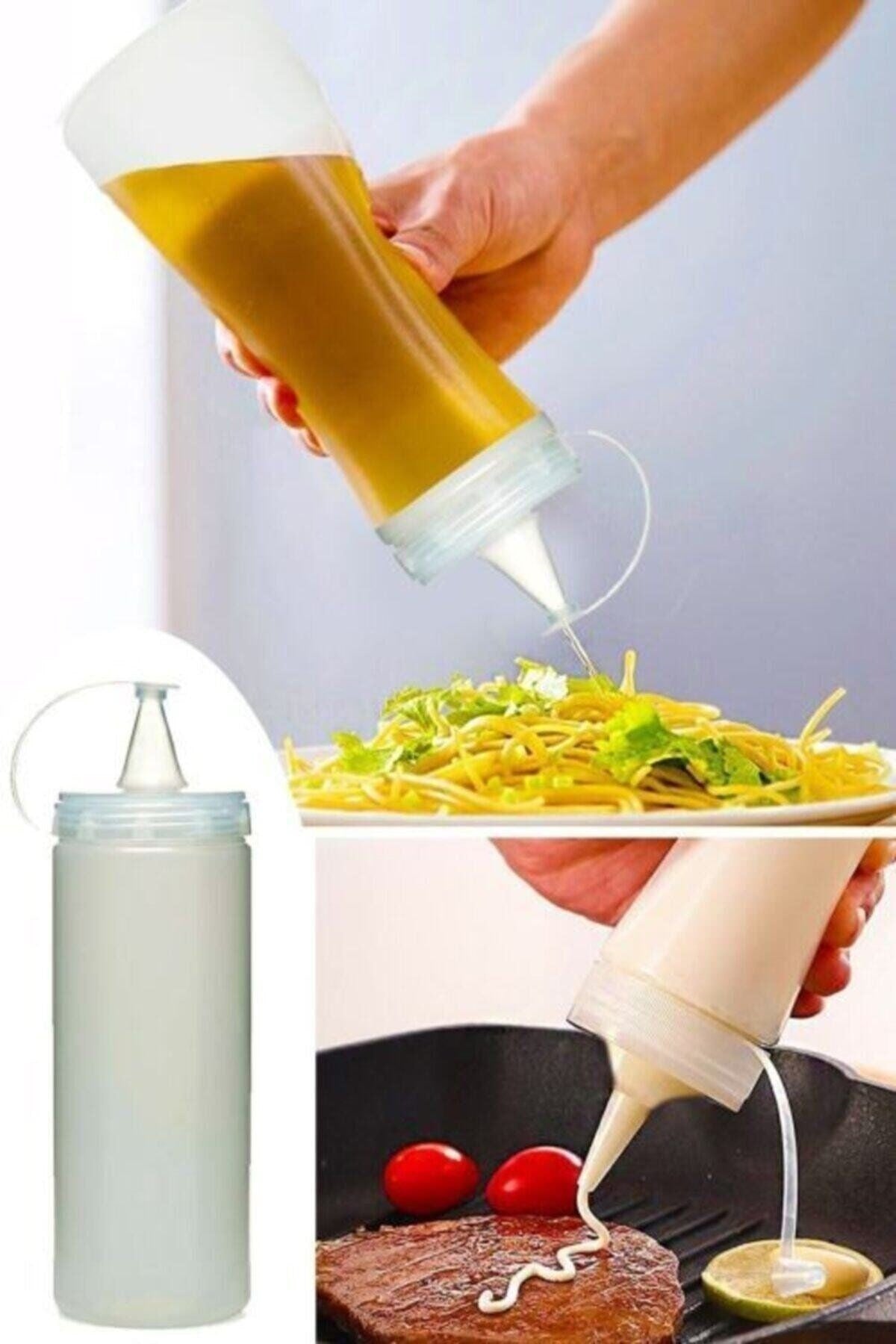 miorashop® Şeffaf Kapaklı Sızdırmaz Yağlık Sosluk Şişesi Plastik Yağdanlık 400 ml AP-9028