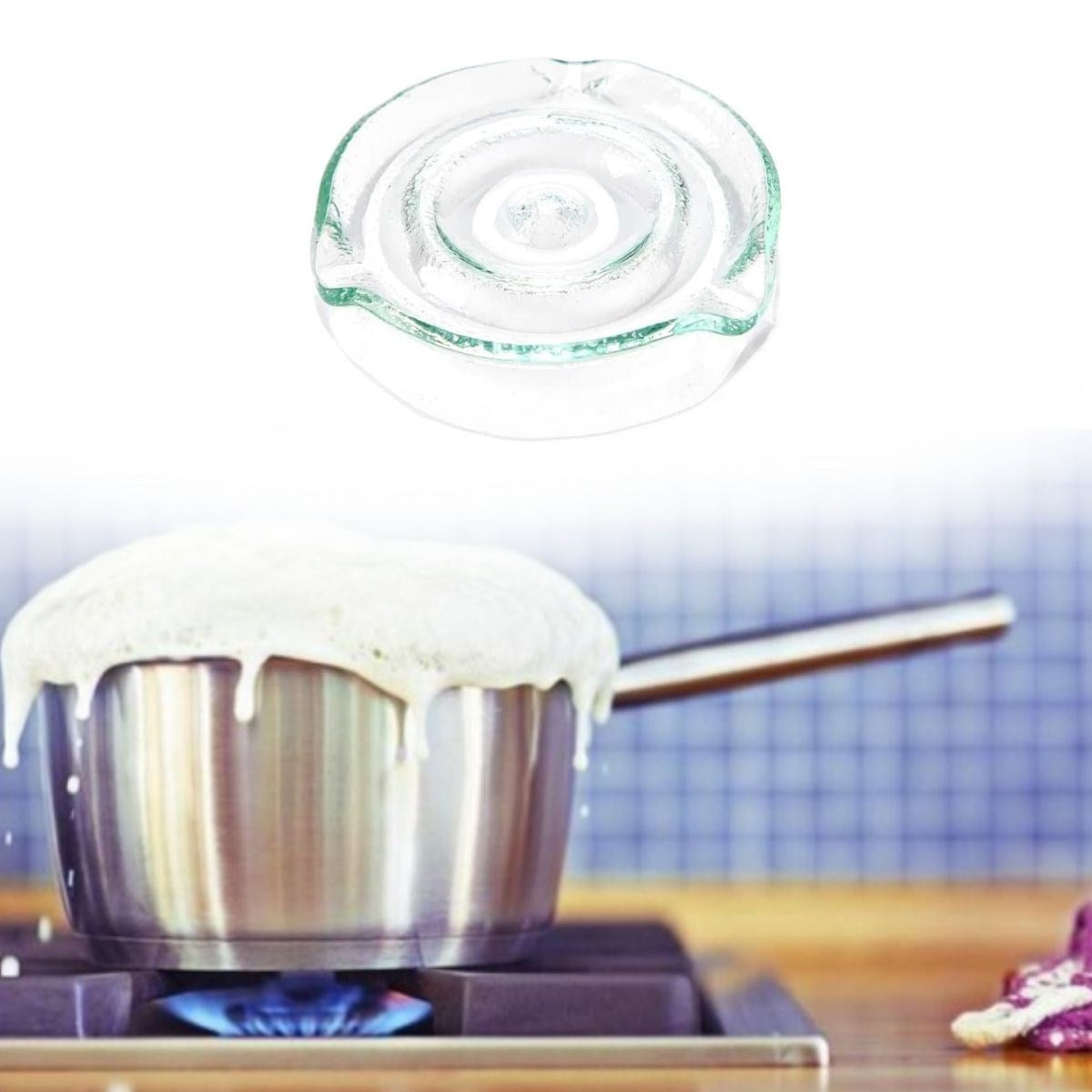 miorashop® Cam Süt Kaynatma ve Taşma Önleyici Aparat – Süt Taşırmaz Güvenli Kaynatma,Isıya Dayanıklı Cam