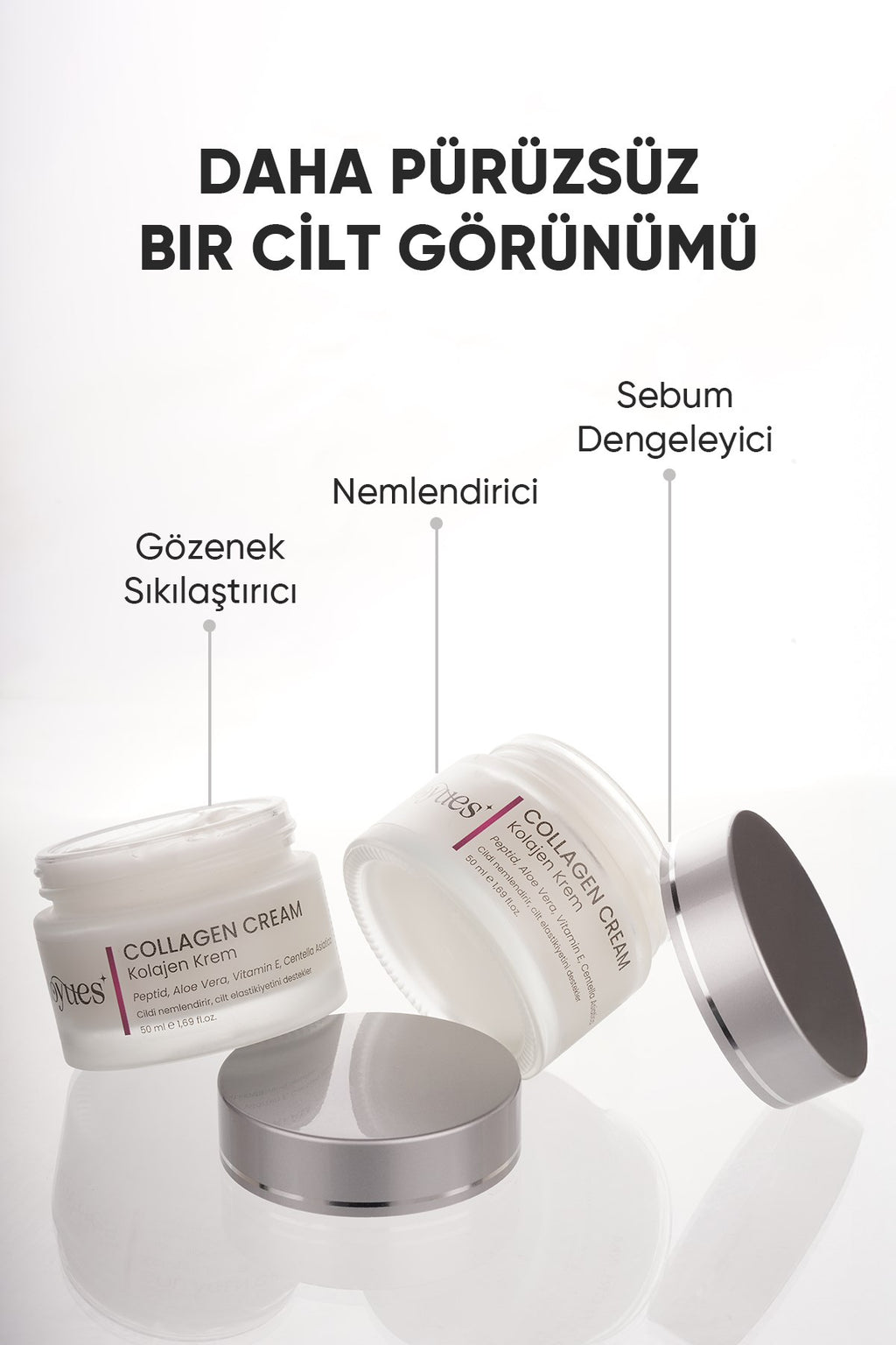 Su Bazlı Nemlendirici ve Aydınlatıcı Yüz Kremi - Tüm Cilt Tipleri İçin Collagen Cream 50ml