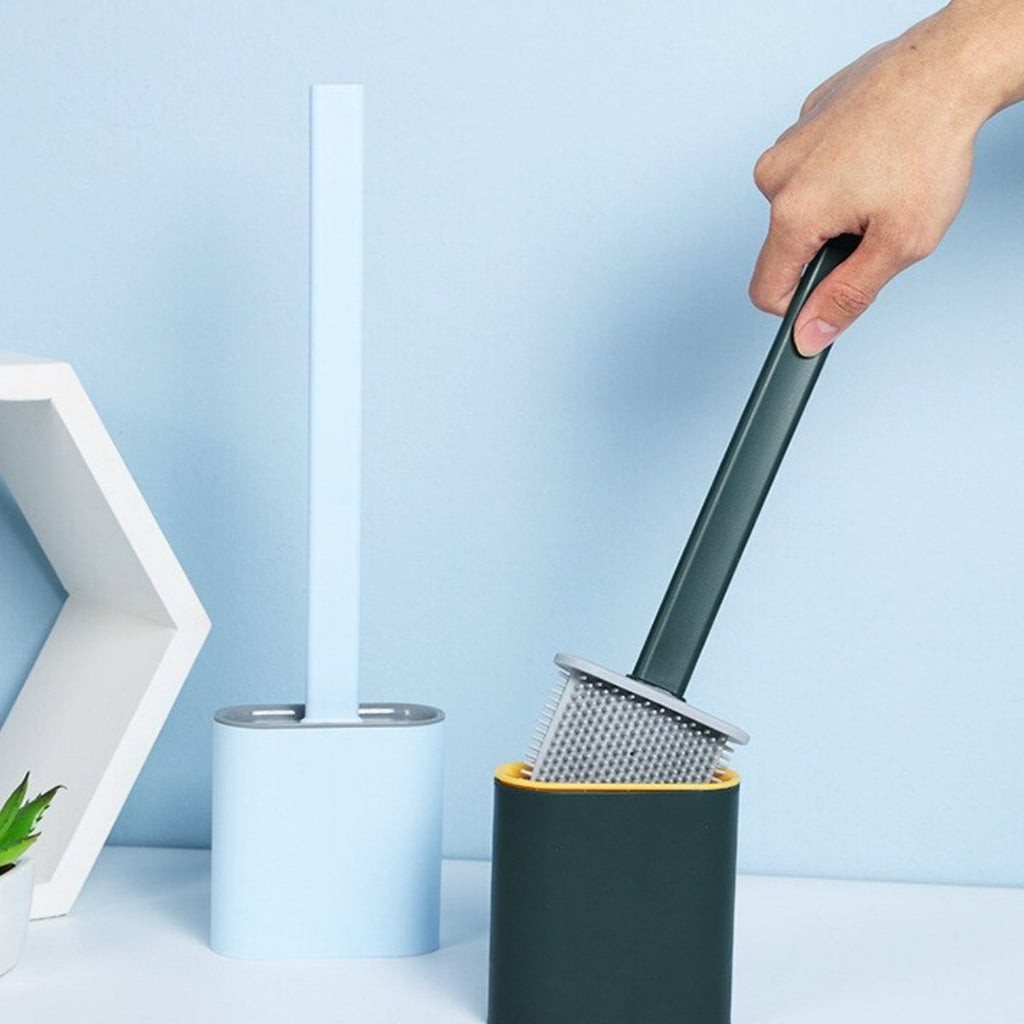 miorashop® Duvara Monte Edilebilir Kapaklı Askılı Klozet Yumuşak Silikon Başlıklı Tuvalet Fırçası Seti