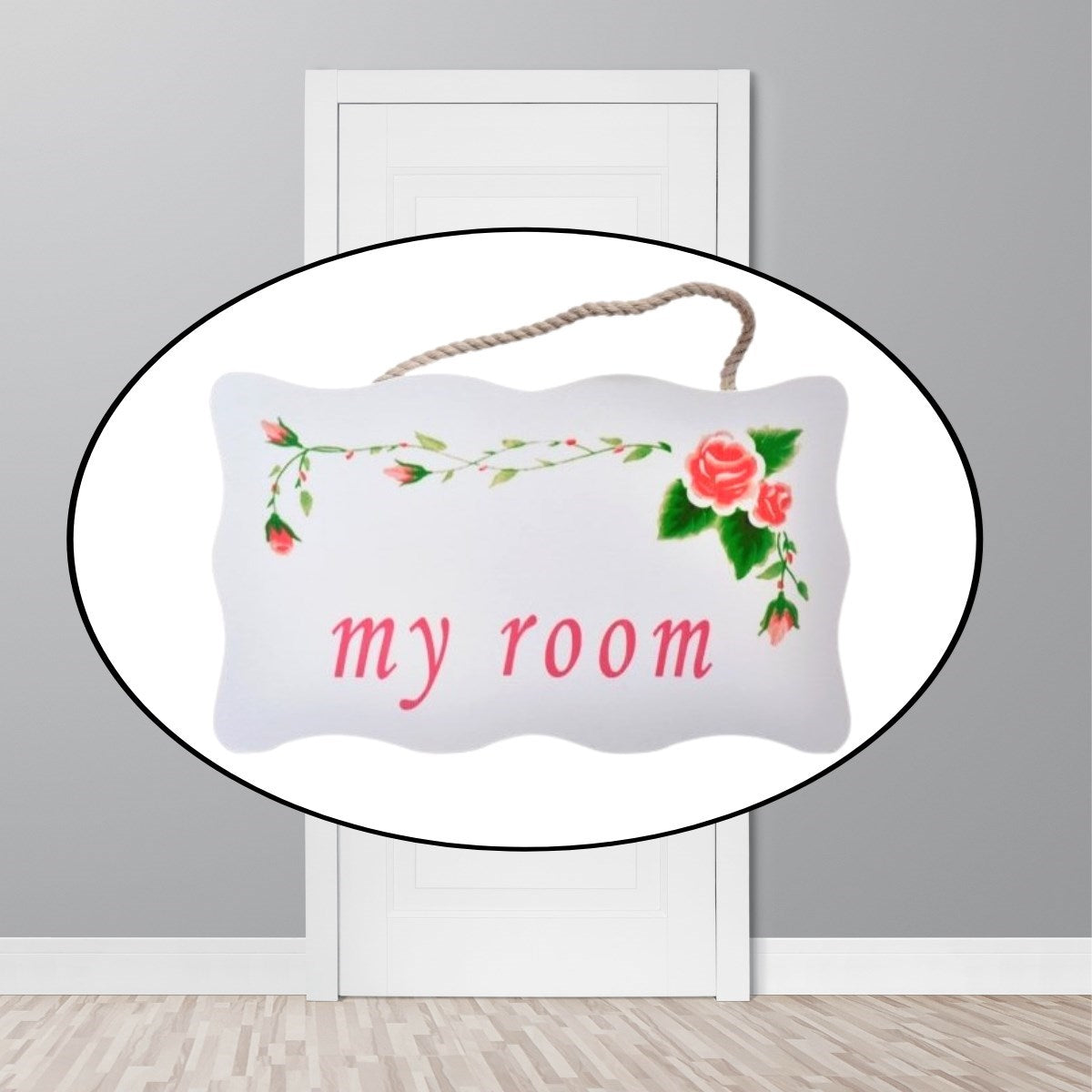 miorashop® Decotown My Room Benim Odam Dekoratif Çiçek Desenli Kapı Askısı