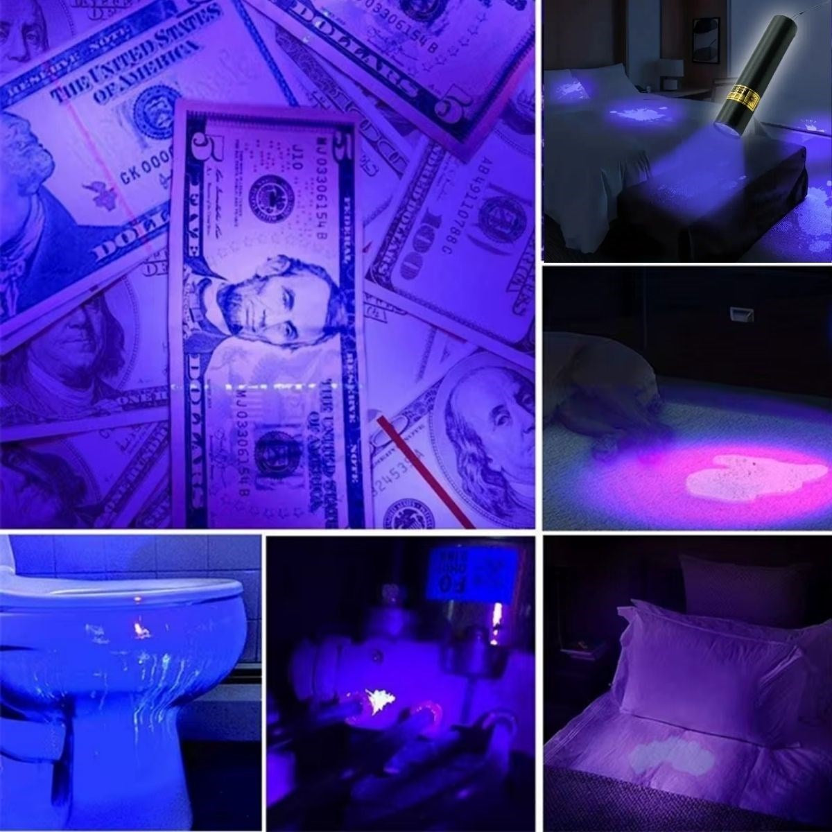 miorashop® Mini Cep Boy USB İle Şarj Olan Oje Kurutucu Sahte Para Kontol LED UV Mor Işık El Feneri