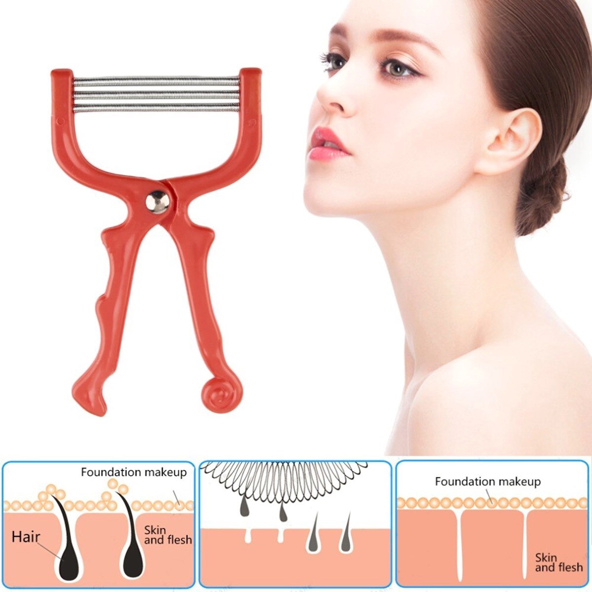 miorashop® Kaş Bıyık Yüz Tüy Alma Aleti Yaylı Yüz Epilasyon Aleti