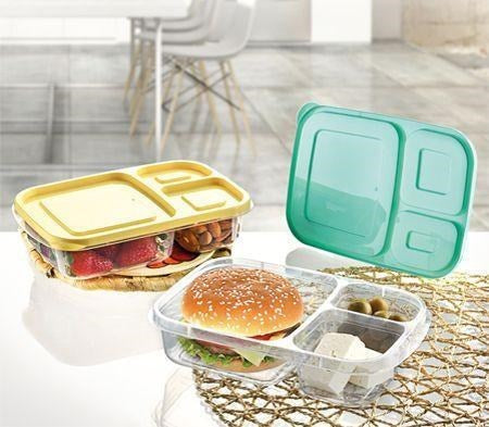 miorashop® 3 Bölmeli Sefer Tası Pratik Kolay Gıda Diyet Saklama Erzak Kabı