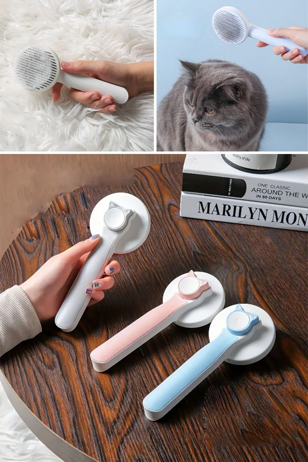 miorashop® Basmalı Kedi Köpek Tüy Toparlayıcı Masaj Etkili Pet Fırçası