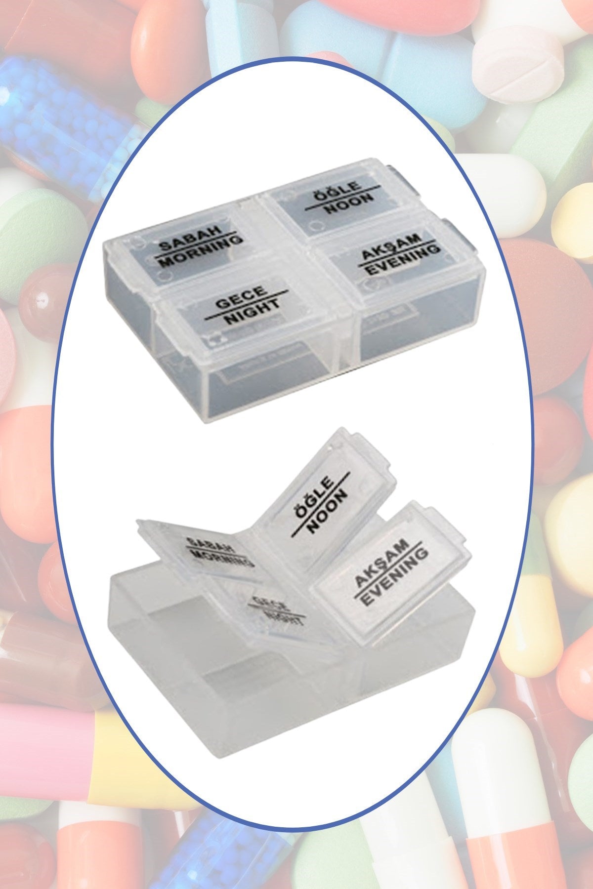 miorashop® 4 Öğün Günlük Hap İlaç Saklama Taşıma Kutusu İlaç Hatırlatıcı