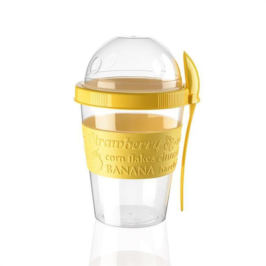 miorashop® Taken Go Kapaklı Kaşıklı Pratik Taşınabilir Meyveli Yoğurt Kabı