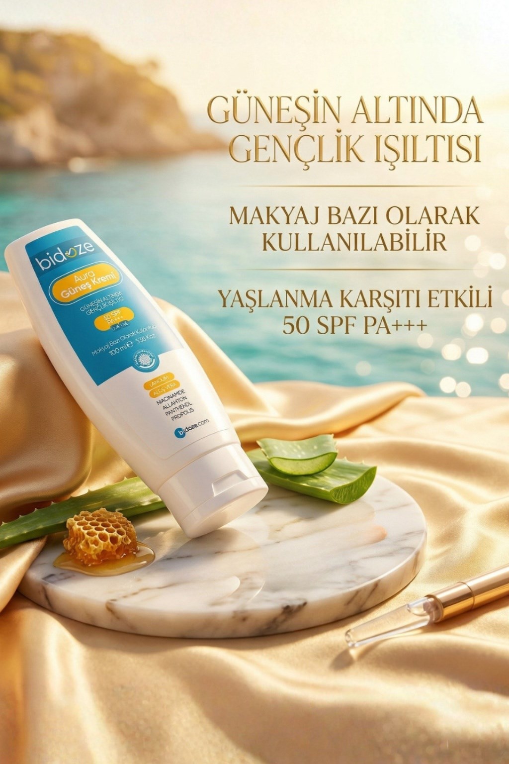 Bidoze Aura Yatıştırıcı & Anti Aging Etkili Güneş Kremi 100 ML | Leke Karşıtı ve Onarıcı Bakım