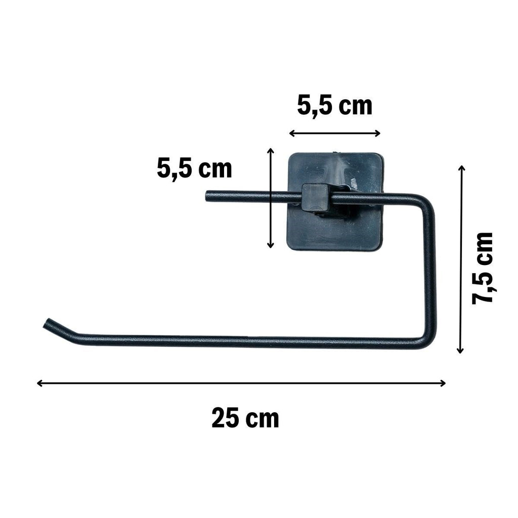 miorashop® Kendiliğinden Yapışkanlı Siyah Paslanmaz Metal Rulo Havluluk Aparat