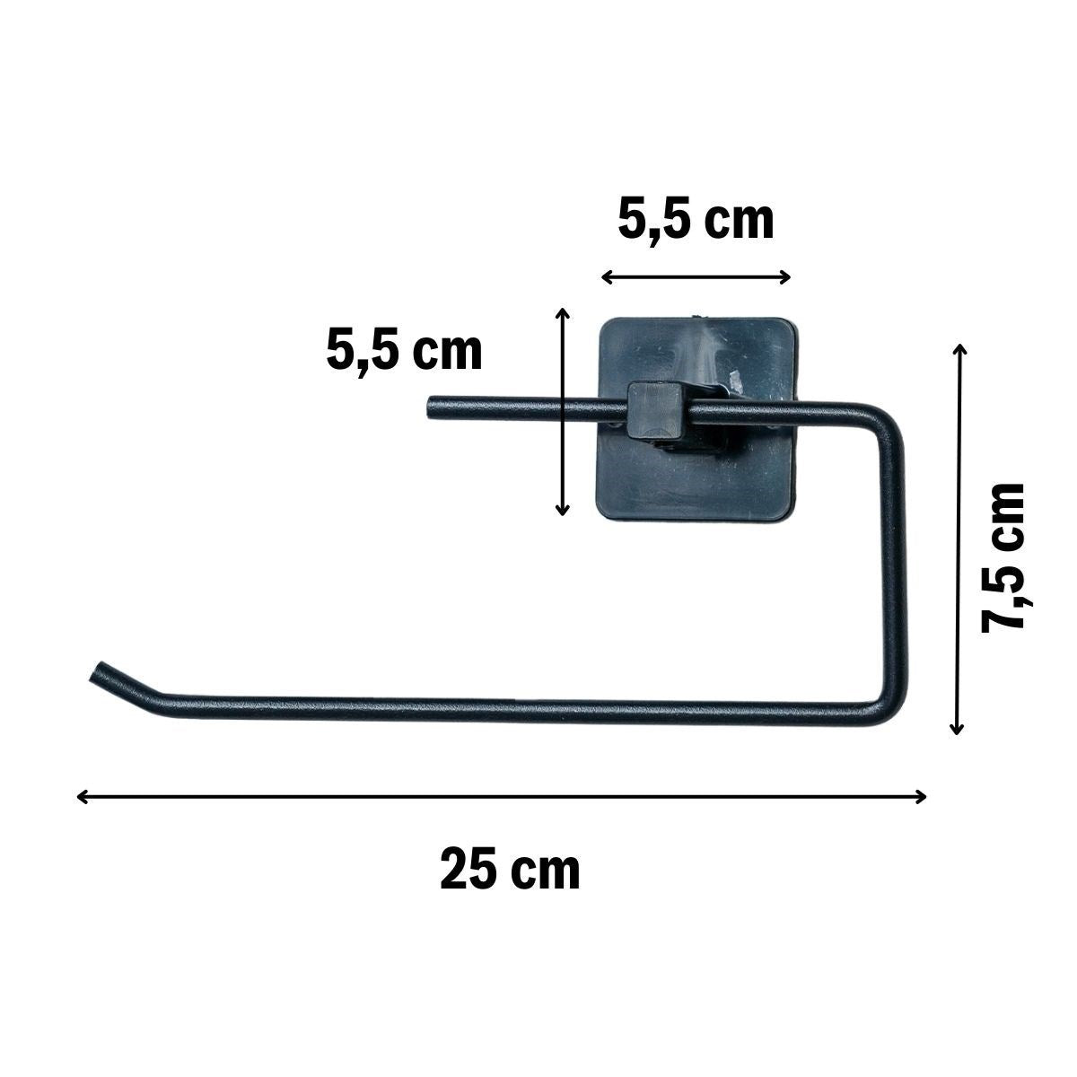 miorashop® Kendiliğinden Yapışkanlı Siyah Paslanmaz Metal Rulo Havluluk Aparat