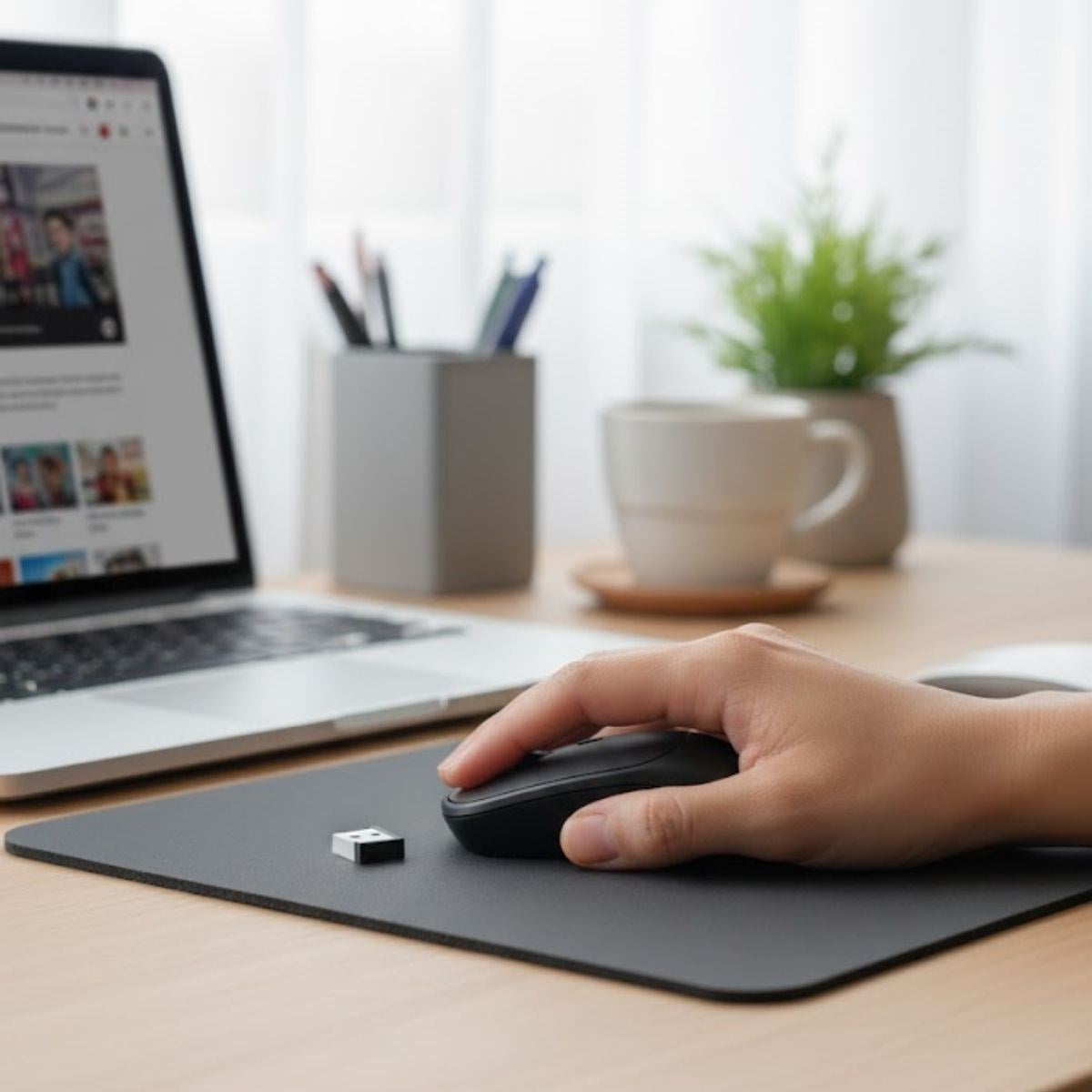 miorashop® Siyah Renkli Ergonomik Sessiz Kablosuz Mouse – USB Alıcılı, Ofis ve Oyun İçin Konforlu Bilgisayar Faresi MS6310