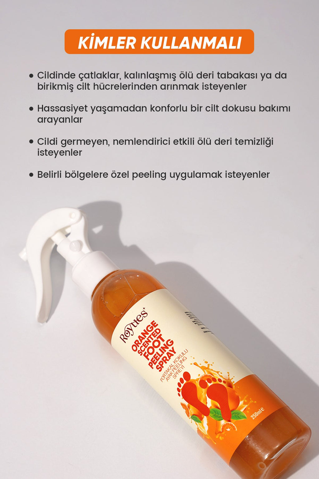 Topuk Çatlak ve Ayak Bakım Peeling Spreyi - Koku Giderici ve Nemlendirici Foot Care Spray 250ml