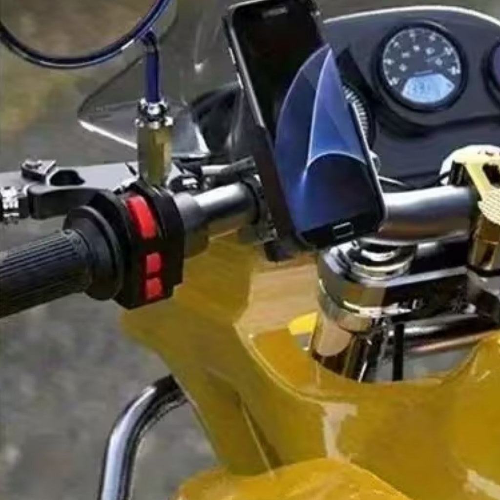 Motosiklet Gidon Telefon Tutucu–360° Döner, Kaymaz Sabitleme Sistemli, Sarsıntı Önleyici Telefon Tutucu Aparat