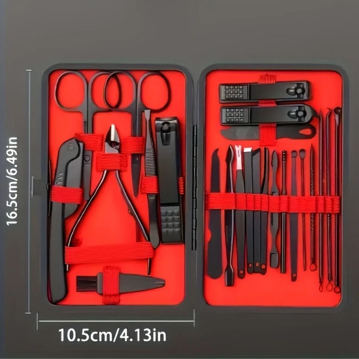 miorashop® 24 Parça Kendiliğinden Deri Çantalı Seyahat Tipi Manikür Pedikür Seti