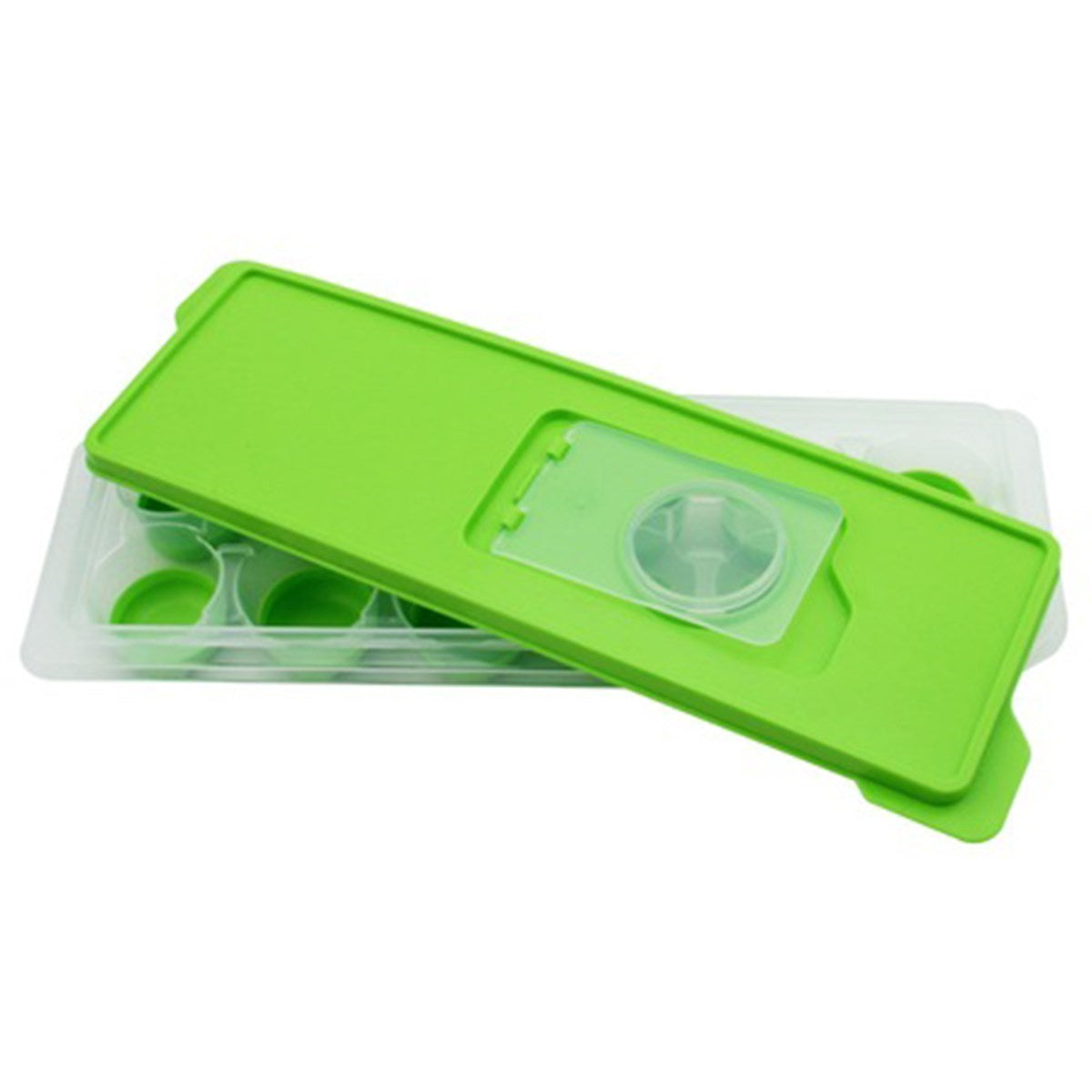 miorashop® 12li Kapaklı Yapışmaz Silikon Tabanlı Plastik Küp Buz Kalıbı