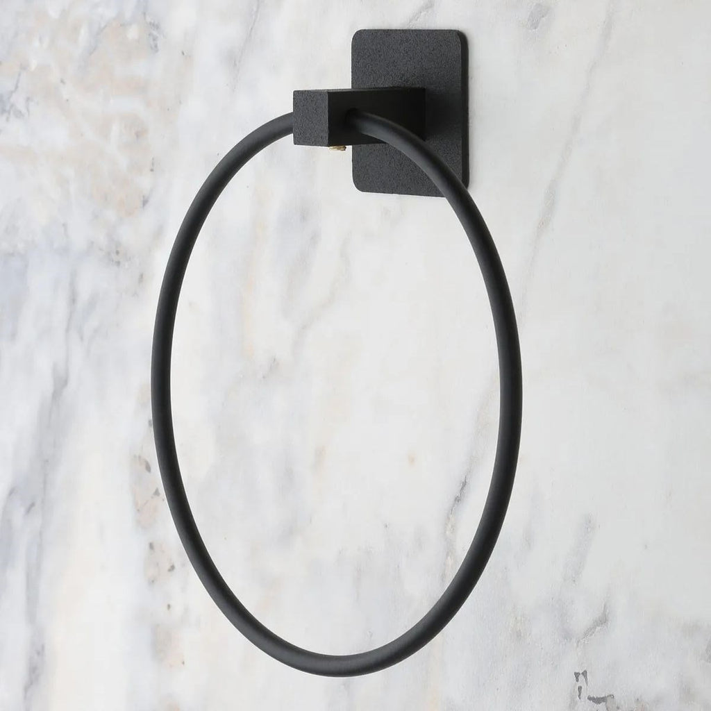 miorashop® Kendiliğinden Yapışkanlı Siyah Paslanmaz Metal Yuvarlak Havluluk