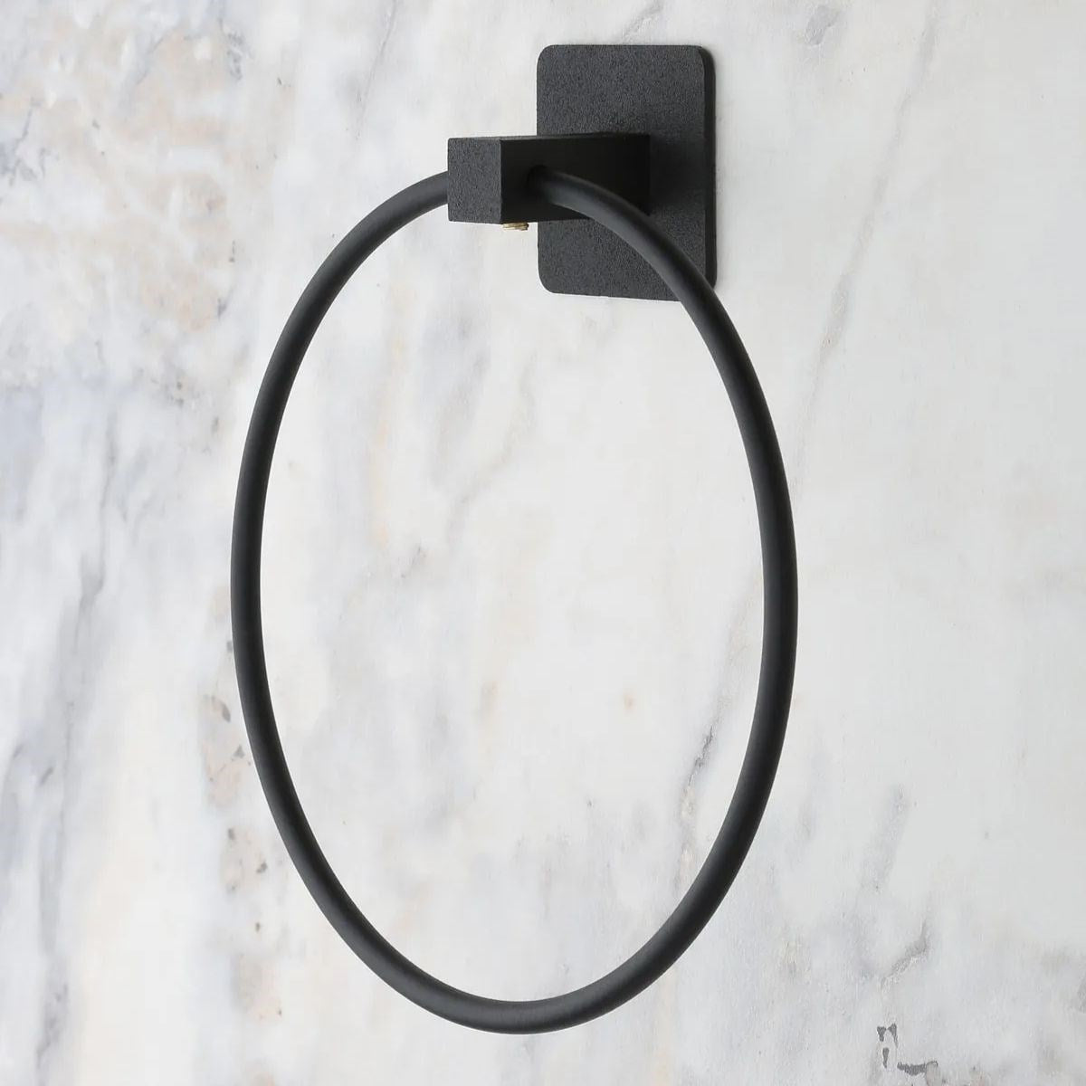 miorashop® Kendiliğinden Yapışkanlı Siyah Paslanmaz Metal Yuvarlak Havluluk
