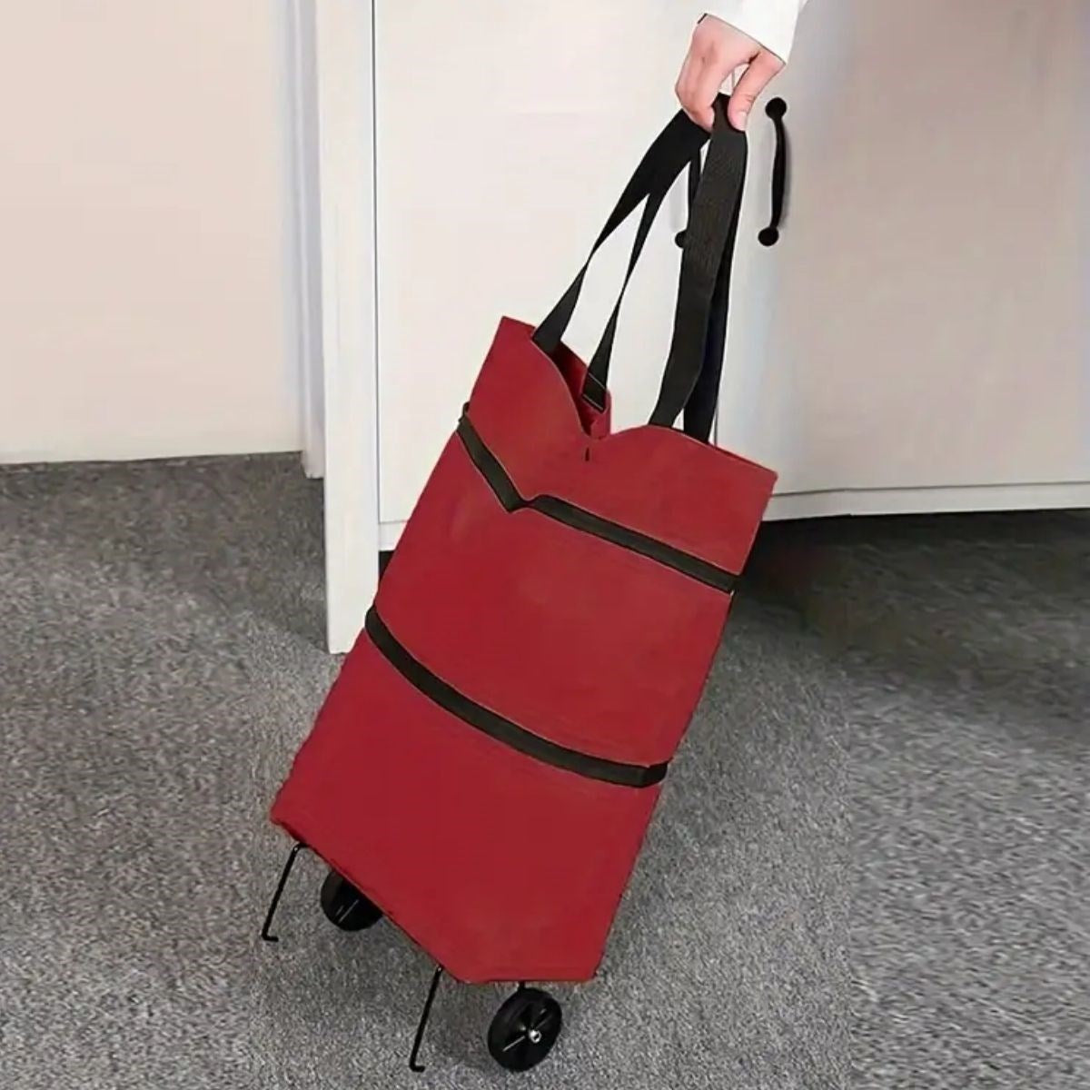 mioarashop® Katlanabilir Tekerlekli Market Çantası,Çok Amaçlı Pazar Arabası,Portatif Alışveriş Bez Torbası