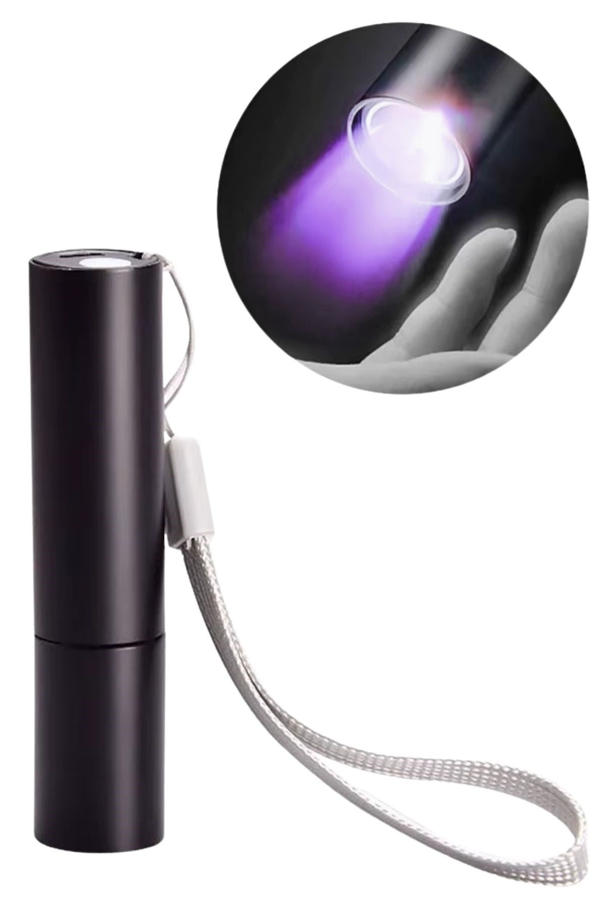 miorashop® Mini Cep Boy USB İle Şarj Olan Oje Kurutucu Sahte Para Kontol LED UV Mor Işık El Feneri