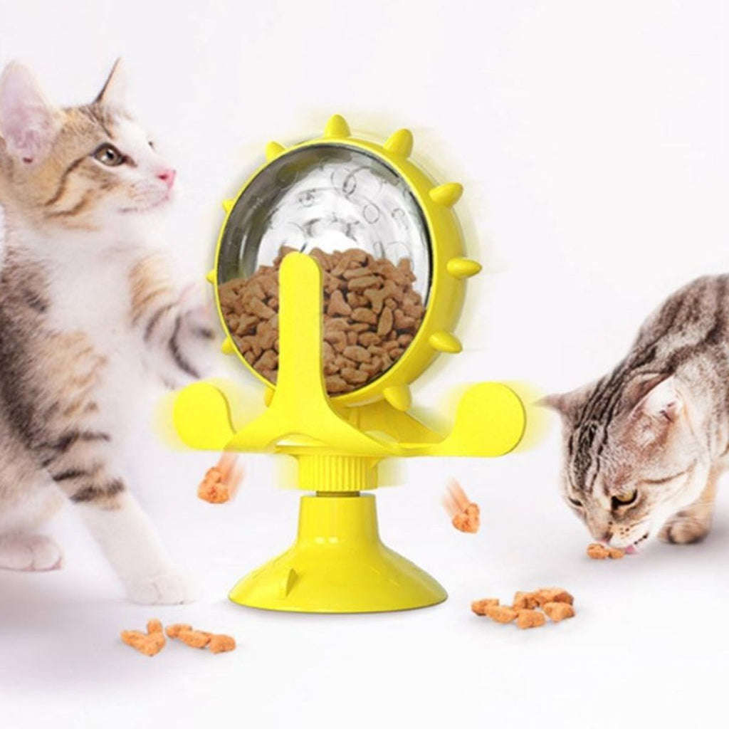 miorashop® Vantuzlu Zilli İnteraktif Dönebilen Mama Kaplı Renkli Eğlenceli Eğitici Kedi Oyuncağı