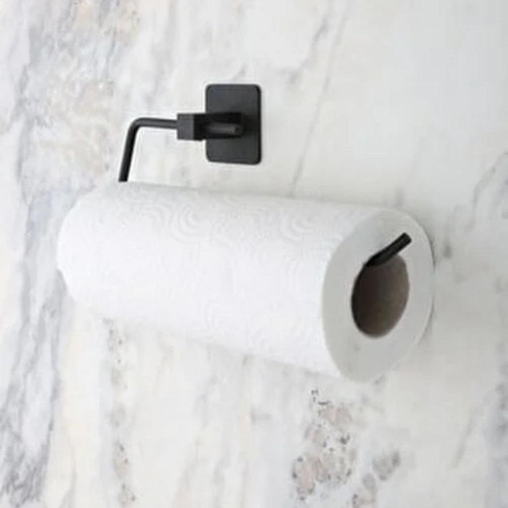 miorashop® Kendiliğinden Yapışkanlı Siyah Paslanmaz Metal Rulo Havluluk Aparat