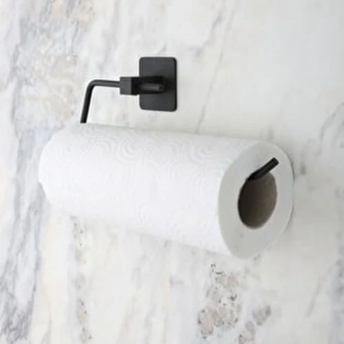 miorashop® Kendiliğinden Yapışkanlı Siyah Paslanmaz Metal Rulo Havluluk Aparat
