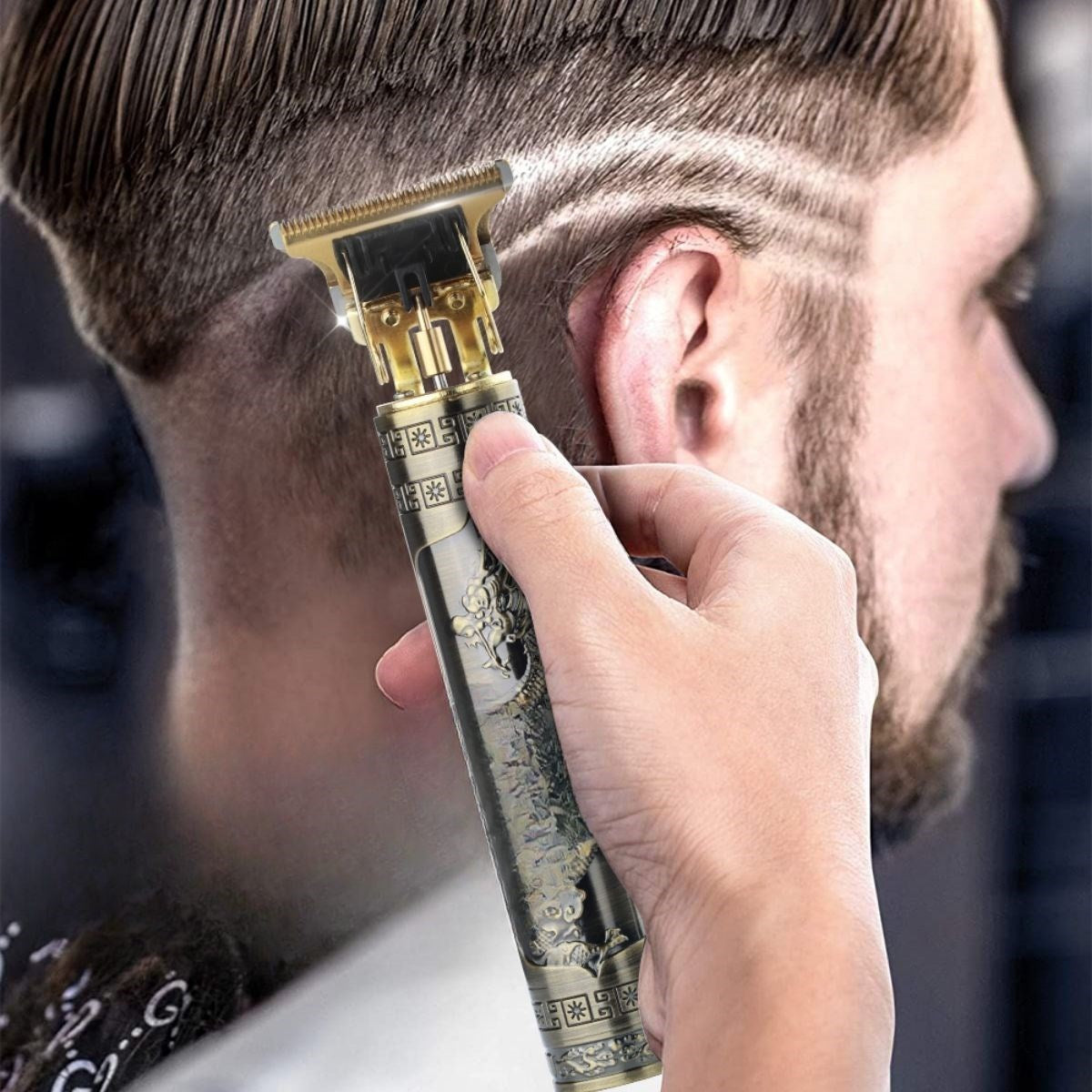 miorashop® Vintage Görünümlü Güçlü 4 Farklı Başlıklı USB ŞarjlI Manuel Tıraş Makinası