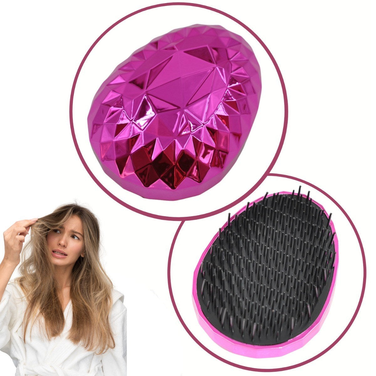 miorashop® Neon Pembe Düzleştirici Tarak Geniş AralıklıHer Saç Tipine Uygun Fırçalı Saç Düzleştirici